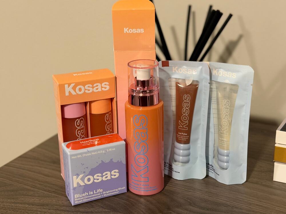 Kosas 6pc Makeup Skincare Bundle NEW Lip Pulse Blush Serum Lip Plumper